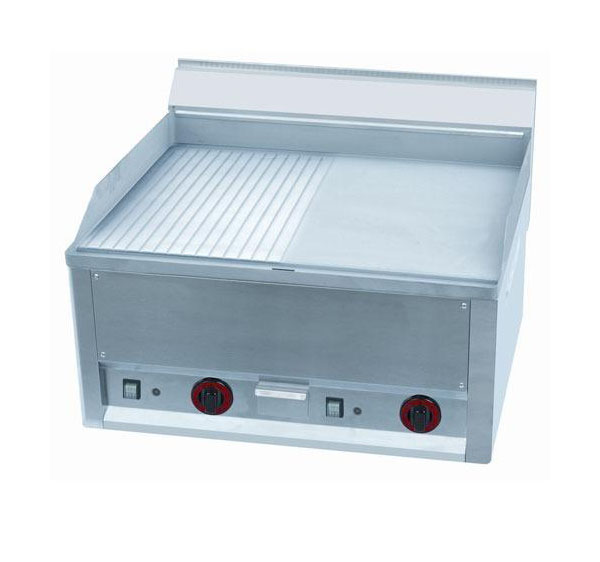 Cookmax black Elektro-Grillplatte 1/2geriffelt 1/2glatt verchr. 400V/6 ...