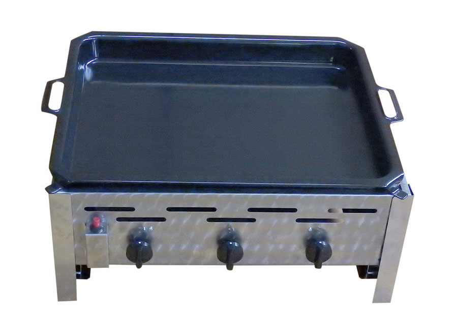 Cookmax black Profi-Gasbräter 3 flammig, mit Pfanne