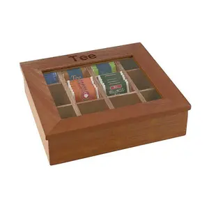 Teebox mit 12 Kammern Holz 30 x 28 cm, Höhe 9 cm Assheuer & Pott