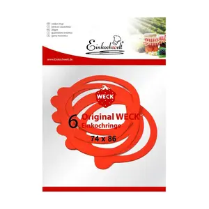 Einkochringe rot  6er Pack zu Weck-Gläser Ø 8cm 