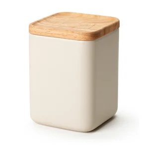 Vorratsdose 10,5x10,5x14,5cm m Holzdeckel sand Continenta