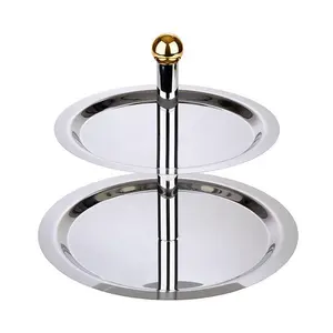 Etagere 2-stufig Höhe 30 cm Messing Kugelgriff Edelstahl Assheuer & Pott