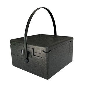 Pizzabox Top-Lader für 4 Pizzen mit schwarzem Henkel Cookmax silver