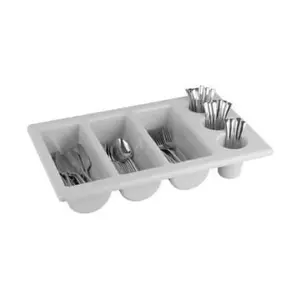 Besteckmulde GN 1/1 Ku grau 6 Segmente (3 Mulden & 3 Köcher) 