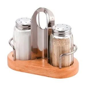 Menage Salz & Pfeffer mit Holzgestell 