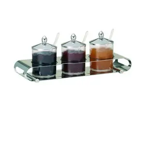 Konfitürenbar elegance Edelstahl 3 x Kunst.Behälter opal je 0,6 Liter Frilich