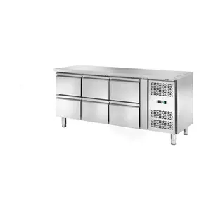 Kühltisch 417 l, ohne Aufkantung 6 Schubladen 1795 x 700 x 860 230 V / 0,30 kW Cookmax orange