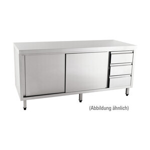 Arbeitsschrank Schubladen li. 2000 x 700 ohne Aufkantung m. Türen Cookmax orange