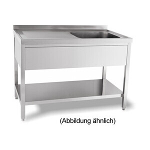Spültisch 1 Becken li. 1400 x 600 x 850 5cm Aufkantung m. Boden Cookmax black