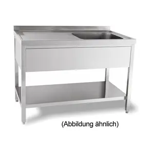 Spültisch 1 Becken li. 1400 x 600 x 850 5cm Aufkantung m. Boden Cookmax black