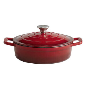 Bräter mit Deckel 5 STARS Ø 25 cm, H: 7 cm, 2,5 Liter rot Assheuer & Pott