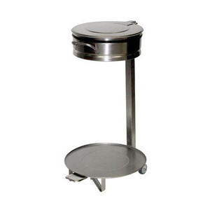 Müllsackwagen Edelstahl  mit Fußpedal und Hubdeckel Cookmax black