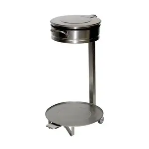 Müllsackwagen Edelstahl  mit Fußpedal und Hubdeckel Cookmax black