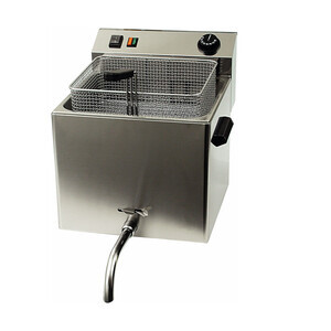 Elektro-Fritteuse 10l mit Ablasshahn  400V  8,1kW Cookmax black