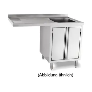 Spülcenterschrank 2 Becken re. 1600x600x850mm , 5cm Aufkantung hinten Cookmax black