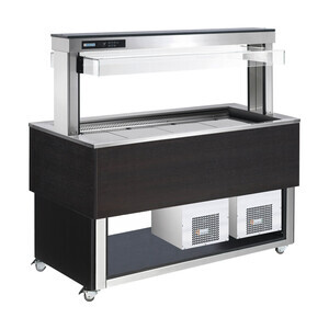 Büfett-Insel Umluft-Kühlwanne 1169 mm 
GN 3/1 Vollverkleidung Wenge Cookmax silver