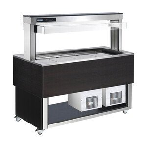 Büfett-Insel Umluft-Kühlwanne 1169 mm 
GN 3/1 Vollverkleidung Wenge Cookmax silver