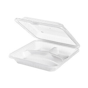 Behälter 3 Fächer 23 x 23,5 x 6,5 cm Eco-Takeouts weiß Contacto