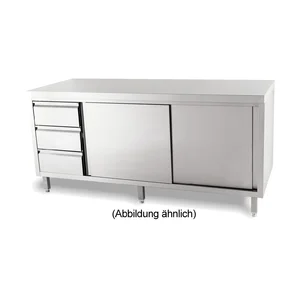 Arbeitsschrank Schubl. Li. 1600 x 700 x ohne Aufkantung m. Türen Cookmax black
