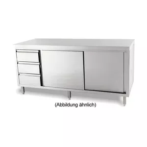 Arbeitsschrank Schubl. Li. 1600 x 700 x ohne Aufkantung m. Türen Cookmax black