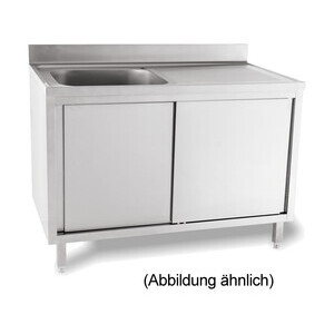 Spülschrank 1 Becken re. 
1200 x 600 x 85 5cm Aufkantung m. Türen Cookmax black