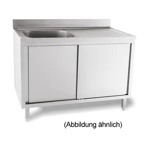 Spülschrank 1 Becken re.  1200 x 600 x 85 5cm Aufkantung m. Türen Cookmax black