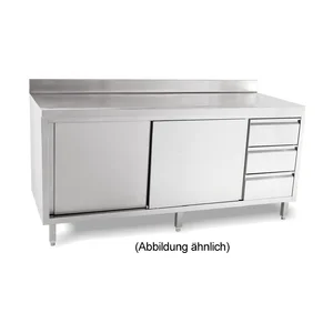 Arbeitsschrank 1800x600x850mm m. Schiebetüren, Schubladenblock re. Cookmax black
