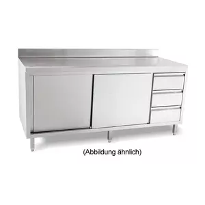 Arbeitsschrank 1800x600x850mm m. Schiebetüren, Schubladenblock re. Cookmax black