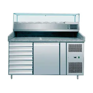 Pizzatisch, 1 Tür und 7 Schubladen mit K  1510 x 800 x 1450 230 V / 0,43 kW Cookmax orange