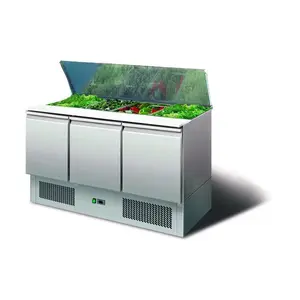 Saladette 4 GN 1/1 m. 3 Türen  137x70x85cm BxTxH Cookmax orange