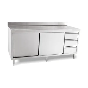 Arbeitsschrank Schubl. Li. 1800 x 600 x 5cm Aufkantung m. Türen Cookmax black