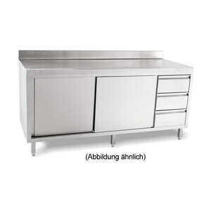 Arbeitsschrank Schubl. Re. 1600 x 600 x 5cm Aufkantung m. Türen Cookmax black