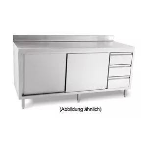 Arbeitsschrank Schubl. Re. 1600 x 600 x 5cm Aufkantung m. Türen Cookmax black