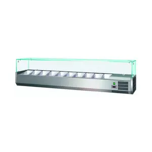 Kühl-Aufsatzvitrine für 10 GN 1/4  mit eckigem Glasaufsatz Cookmax orange