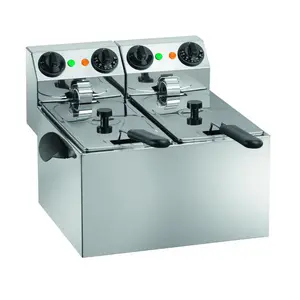 Elektro-Fritteuse, 2x 4lt. 230V / 2x 2,0kW Cookmax orange