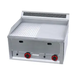 Gas-Grillplatte 1/2geriffelt 1/2glatt 660x600x290mm 8kW Cookmax black