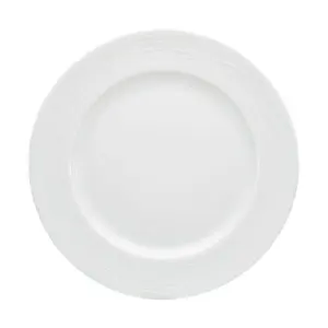 Strukturteller flach 28 cm breite Fahne Maitre weiss Bauscher