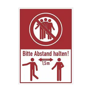 Schild Abstand halten 18x13cm einfarbig Contacto
