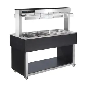 Büfett-Insel Bain-Marie Wanne GN 4/1 Vollverkleidung Wenge Cookmax silver