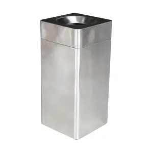 Selbstlöschender Abfalleimer 40 l quadratisch Edelstahl Cookmax black