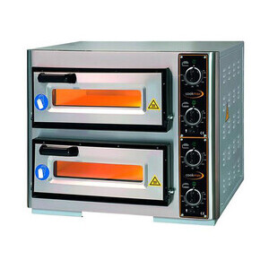 Pizzaofen 2 Backkammer, 2 Pizzen Ø 40 cm  63,0 x 51,5 x 50,0 400 V / 7,0 kW Cookmax orange