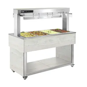 Büfett-Insel Bain-Marie Wanne 2144 mm GN 6/1 Vollverkleidung Hemlock Cookmax silver