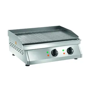 Elektro-Grillplatte gerillt 2 Heizzonen  400 V / 6,00 kW Cookmax orange