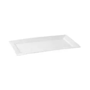 Platte flach rechteckig"Carrè" 40,5 x 22,5cm  Porzellan weiss 