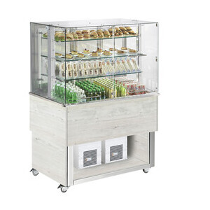 Büfett-Insel Selbstservice-Kühlvitrine 1169 mm GN 3/1 Entnahmeklappe Hemlock Cookmax silver