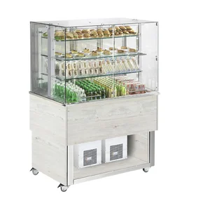 Büfett-Insel Selbstservice-Kühlvitrine 1169 mm GN 3/1 Entnahmeklappe Hemlock Cookmax silver