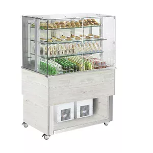 Büfett-Insel Selbstservice-Kühlvitrine 1169 mm GN 3/1 Entnahmeklappe Hemlock Cookmax silver