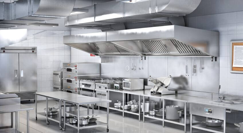 Arbeitstisch aus Edelstahl