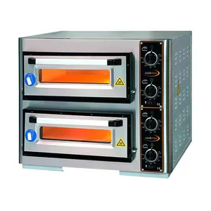 Pizzaofen 2 Backkammern f. 8 Pizzen a Ø 25cm Maße: 800x640x620 mm Cookmax orange