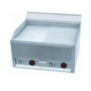 Elektro-Grillplatte 1/2geriffelt  1/2glatt verchr.   400V/6,0kW Cookmax black
